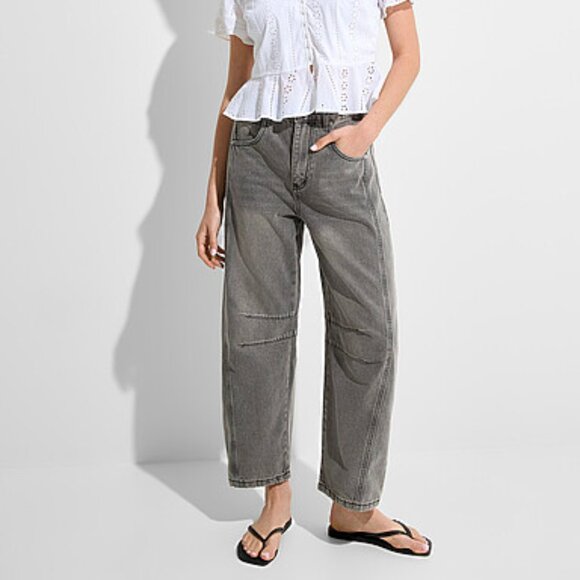 Aaron & Amber Barrel Jeans, Washed Grey - Picture 4 of 4